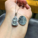 Silver Inlaid Chalcedony Gourd Necklace Pendant Charm Retro Female Jewelry