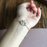 Silver Inlaid Ice Glass Chalcedony Gourd Bracelet Charm