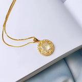 Vintage Silver Inlaid Chalcedony Gourd Pendant Necklace