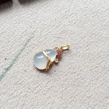 Silver Inlaid Ice Chalcedony Gourd Pendant Necklace Charm