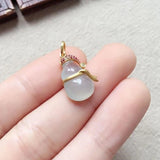 Silver Inlaid Ice Chalcedony Gourd Pendant Necklace Charm