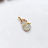 Silver Inlaid Ice Chalcedony Gourd Pendant Necklace Charm