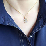 Silver Inlaid Ice Chalcedony Gourd Pendant Necklace Charm
