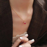 Chinese Retro Silver Inlaid Rubellite Necklace Pendant