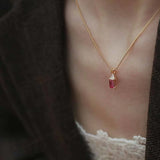 Chinese Retro Silver Inlaid Rubellite Necklace Pendant