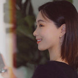 Zircon Starry Japanese Light Long Earrings Charm Silver Ladies Jewelry