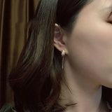 Zircon Starry Japanese Light Long Earrings Charm Silver Ladies Jewelry