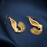 Turquoise Phoenix Earrings Retro Chinese Court Craft Women's Silver Jewelry