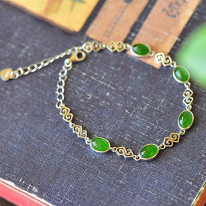 Retro Chinese Hetian Jade Cloud Bracelet for Women