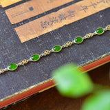 Retro Chinese Hetian Jade Cloud Bracelet Women Silver Jewelry