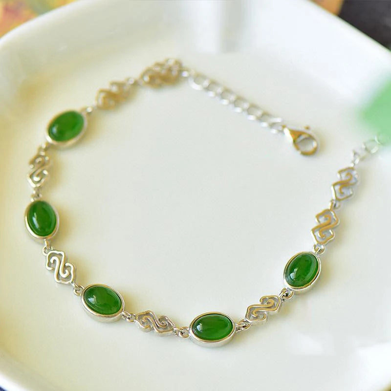 Chinese Hetian Jade Cloud Bracelet for Women