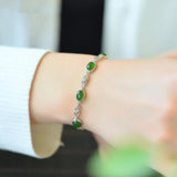 Retro Chinese Hetian Jade Cloud Bracelet Delicate Silver Jewelry