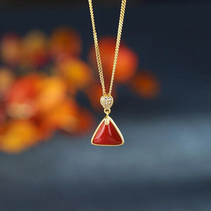Geometric Triangle Pendant Necklace - Chinese Retro Palace Ladies Jewelry