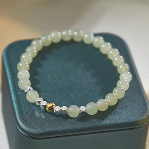 Natural Hetian Jade Bracelet for Women, High-End Beaded Bangles