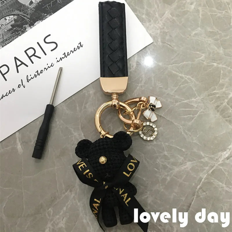 Small Bow Fragrance Key Chain Car Leather Pendant Bag U Disk Ins Pendant