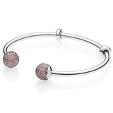 Sterling Silver Logo Crystal Bracelet Charm 925 Pendant Jewelry