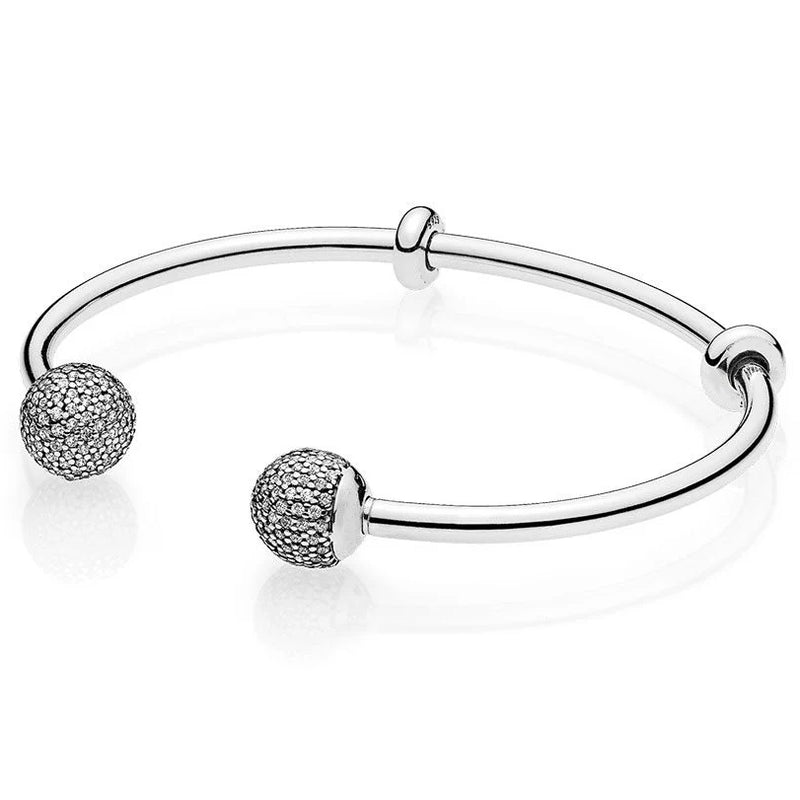 Sterling Silver Logo Crystal Bracelet Charm 925 Pendant Jewelry
