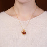 Inlaid Red Tourmaline Pendant Palace Butterfly Retro Jewelry