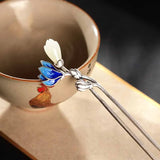 Vintage Silver Inlaid Hetian Jade Hairpin Ethnic Charm Hanfu Accessory