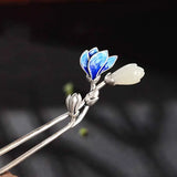 Vintage Silver Inlaid Hetian Jade Hairpin Ethnic Charm Hanfu Accessory