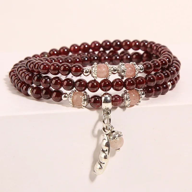 Wine Garnet Crystal Stone Bracelet Sweet Jewelry