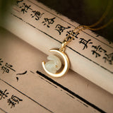 Hotan Jade Moon Rabbit Pendant Necklace - Wedding Silver Jewelry