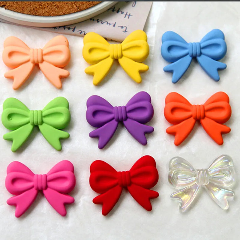 Rubber Acrylic Tie Bow Shape Beads for Girls Necklace Bracelet Making
