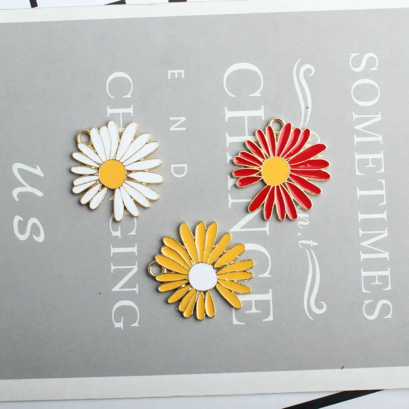 50pcs 25*27mm Tone Plated Daisy Flower Charms Jewelry Pendants
