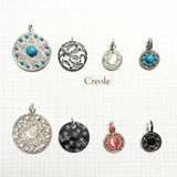 Sterling Silver Rose Flower Disc Necklace Pendant