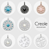Sterling Silver Rose Flower Disc Necklace Pendant