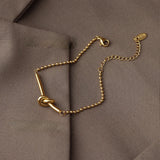 Lucky Heart-shaped Knotted Bracelet Titanium Steel 18k Gold Mini Bracelet