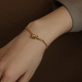 Lucky Heart-shaped Knotted Bracelet Titanium Steel 18k Gold Mini Bracelet