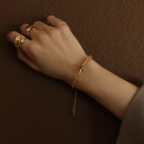 Lucky Heart-shaped Knotted Bracelet Titanium Steel 18k Gold Mini Bracelet