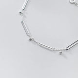 Silver 925 Anklet Foot Bracelet Women Jewelry Geometric Rectangle Bead Leg Chain