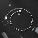 Silver 925 Anklet Foot Bracelet Women Jewelry Geometric Rectangle Bead Leg Chain
