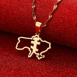 Orthodox Christianity Church Cross Pendant Necklace with Ukraine Map