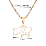 Orthodox Christianity Church Cross Pendant Necklace with Ukraine Map