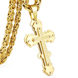 Orthodox Cross Pendant Necklace for Men Stainless Steel Catholic Jesus Necklace