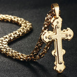 Orthodox Cross Pendant Necklace for Men Stainless Steel Catholic Jesus Necklace