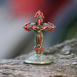 Orthodox Crucifix Jesus Cross Pendant Rhinestone Ornaments Blessing