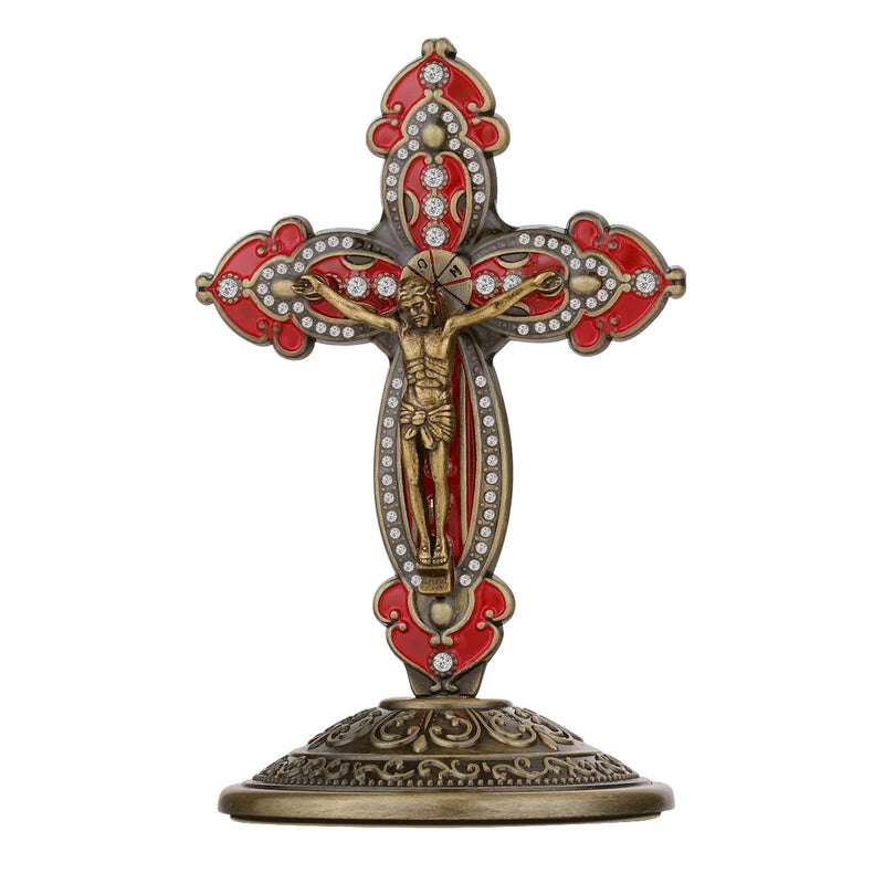 Orthodox Crucifix Jesus Cross Pendant Rhinestone Ornaments