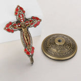 Orthodox Crucifix Jesus Cross Pendant Rhinestone Ornaments Blessing
