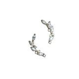 Sterling Silver Plated Osmanthus Earrings Full Diamond - Small Curved Design