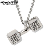 Oulai777 Barbell Fitness Pendant Men's Necklace Stainless Steel