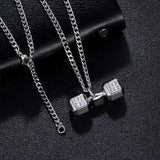 Oulai777 Barbell Fitness Pendant Men's Necklace Stainless Steel
