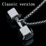 Oulai777 Barbell Fitness Pendant Men's Necklace Stainless Steel