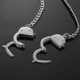 Oulai777 Stainless Steel Handcuffs Pendant Necklace Hip Hop Accessories