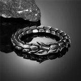 Ouroboros Dragon Head Bracelet Men Stainless Steel Wristband Vikings Blessing