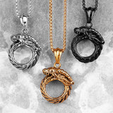 Ouroboros Snake Dragon Mens Necklace Hip Hop Stainless Steel Jewelry