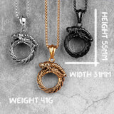 Ouroboros Snake Dragon Mens Necklace Hip Hop Stainless Steel Jewelry